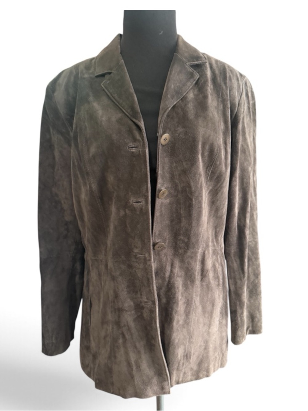 Vintage 90s Liz Claiborne Collection Brown Suede Leather Blazer Jacket L Minimal